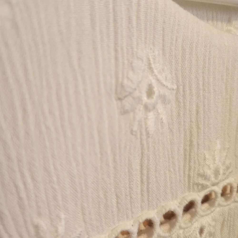 DANIEL RAINN GAUZY EMBROIDERED LACE TRIM BLOUSE TOP LIGHTWEIGHT BOHO MEDIUM EUC - Picture 5 of 7